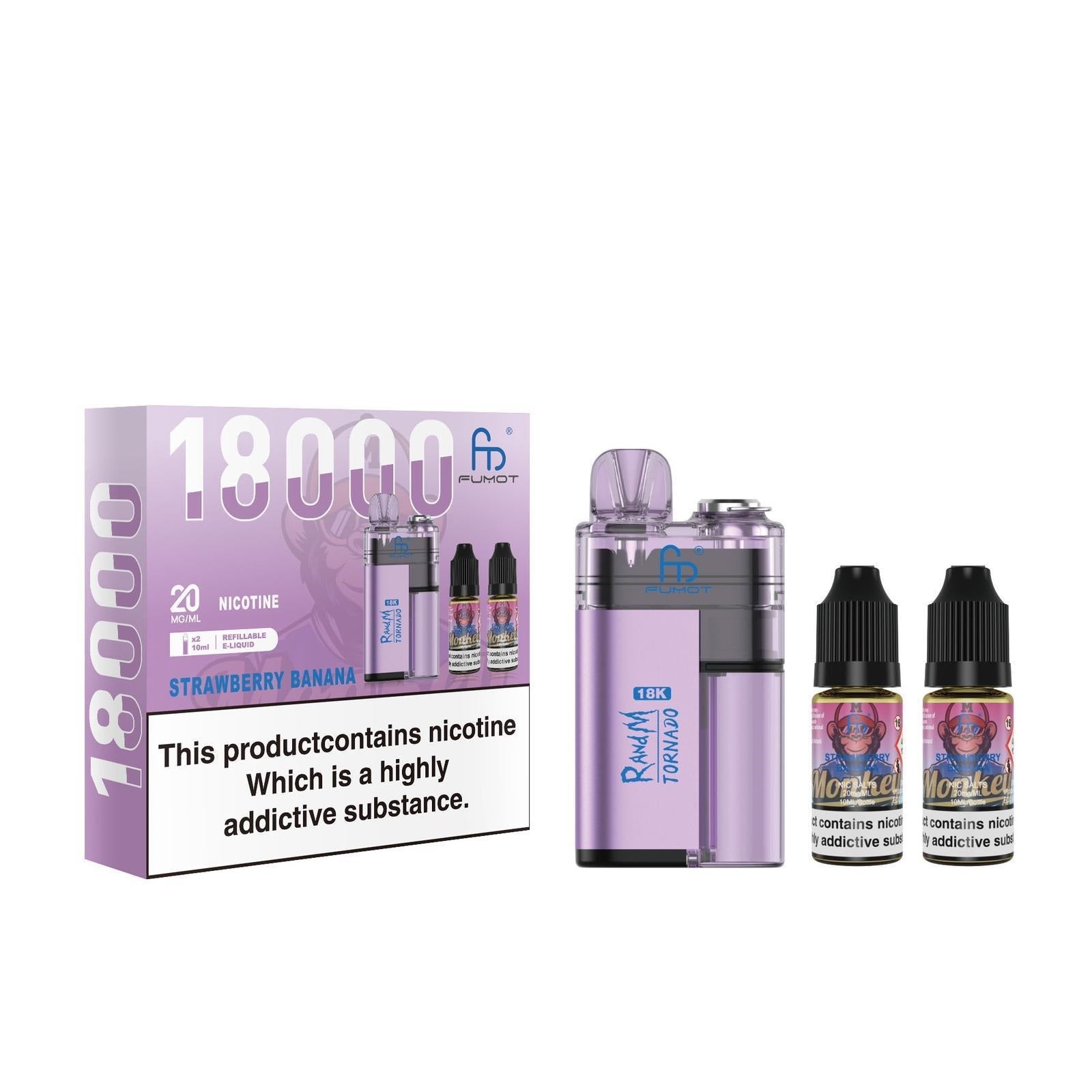 R and M Tornado 18000 Disposable Vape - Wolfvapes.co.uk - Strawberry Banana