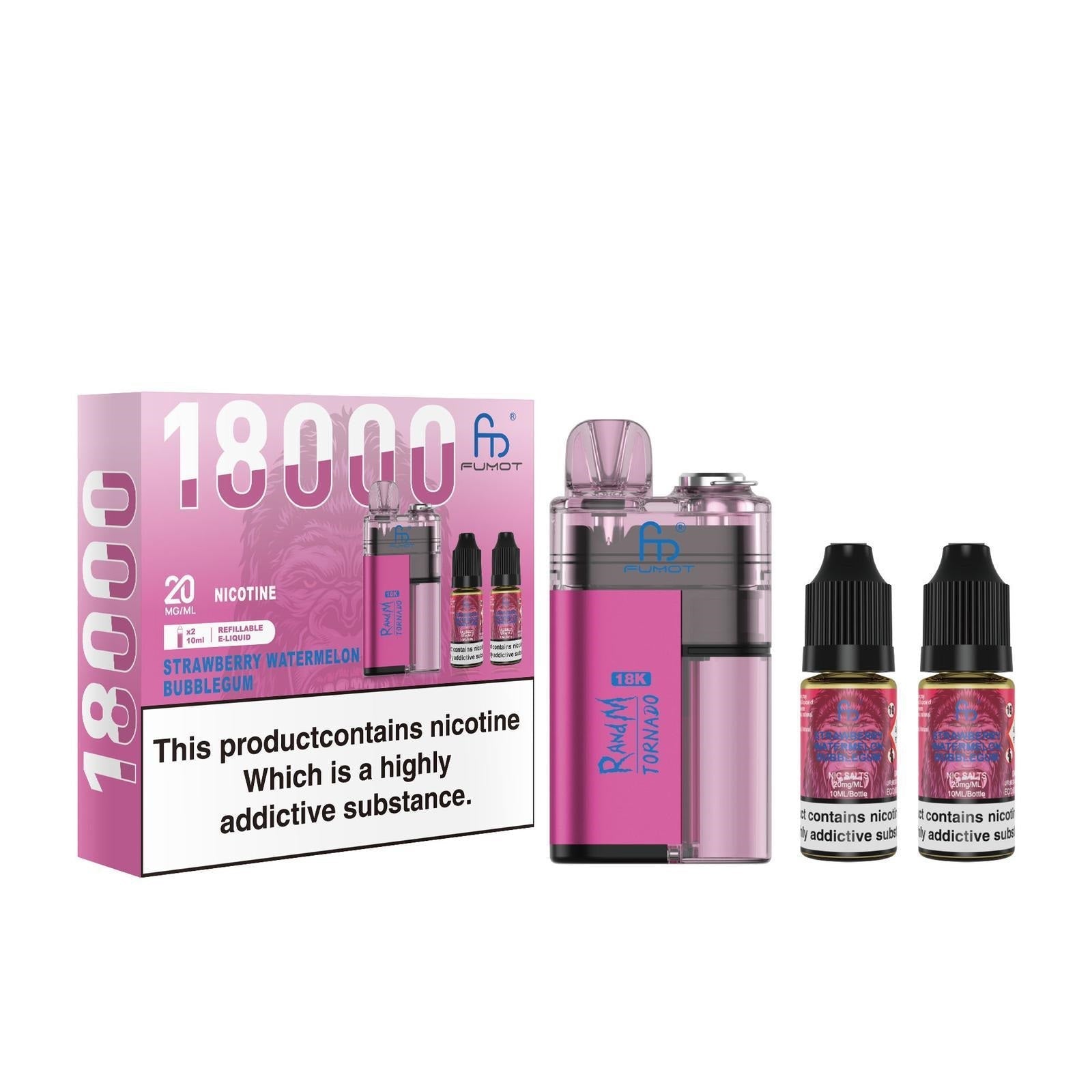 R and M Tornado 18000 Disposable Vape - Wolfvapes.co.uk - Strawberry Watermelon Bubble Gum