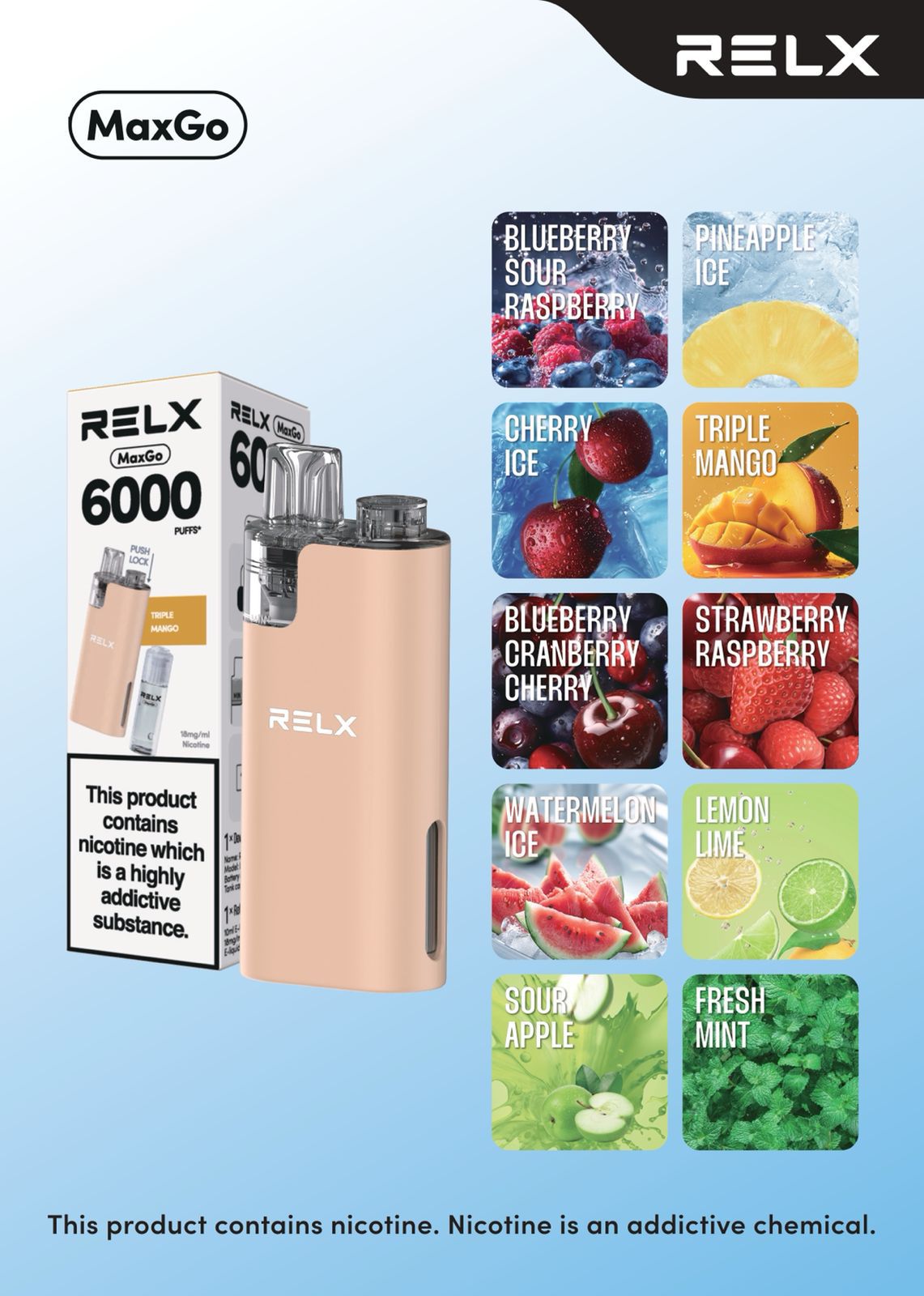 Relx Max Go 6000 Disposable Vape - Wolfvapes.co.uk - Pineapple Ice