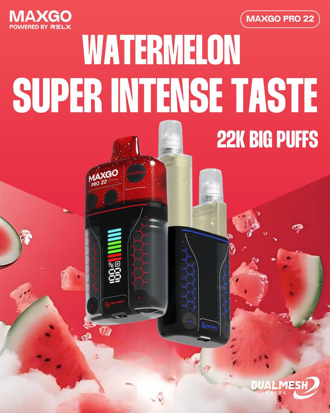 RELX Maxgo 22k Disposable Vape Box of 5 - Wolfvapes.co.uk - Watermelon