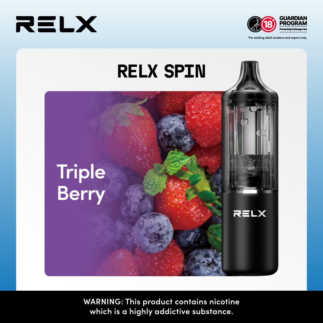 Relx Spin 4000 Puffs Disposable Vape Pod Kit - Wolfvapes.co.uk-Triple Berry