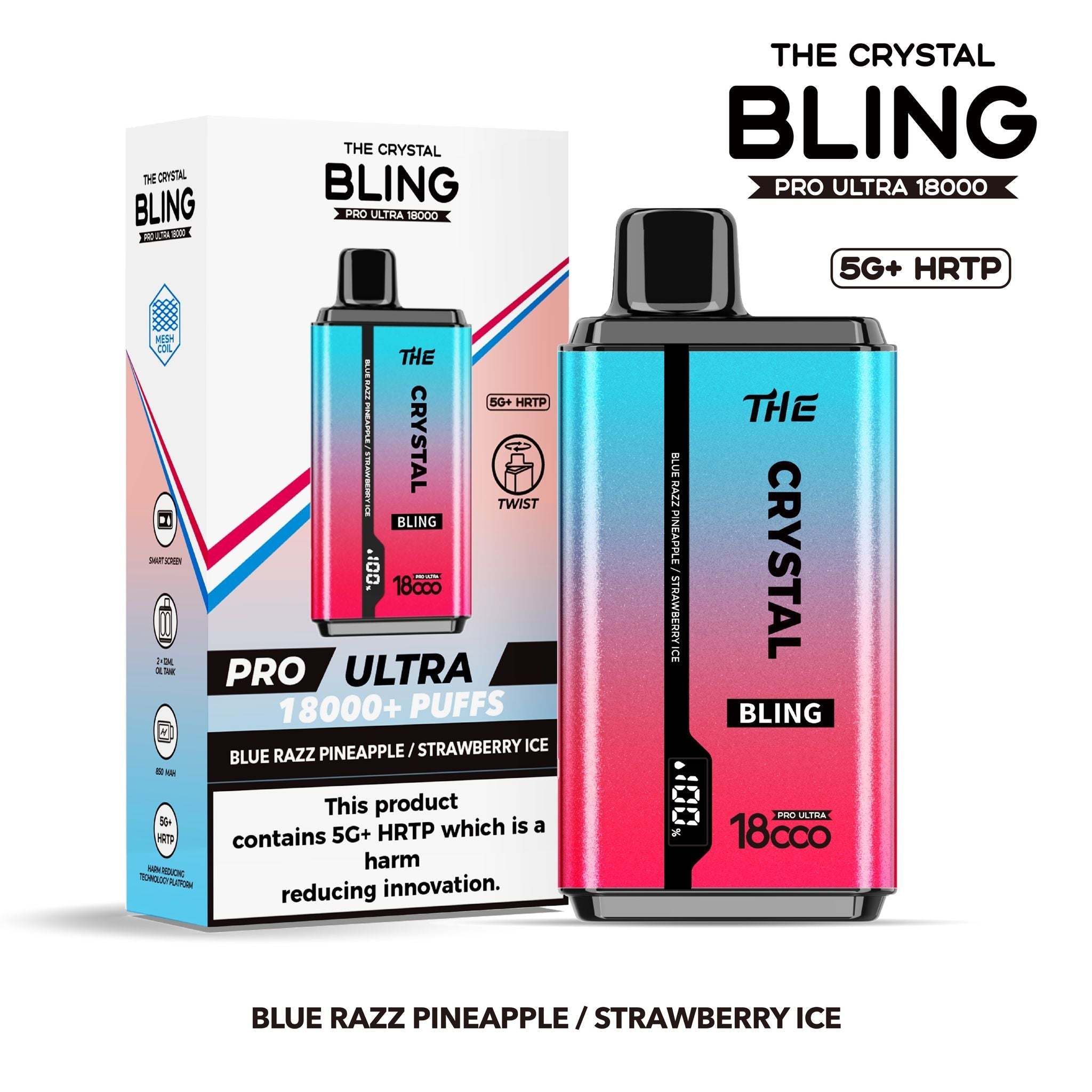 buy The Crystal Bling Pro Ultra 18000 Disposable Vape Box of 5 at Wolfvapes.co.uk