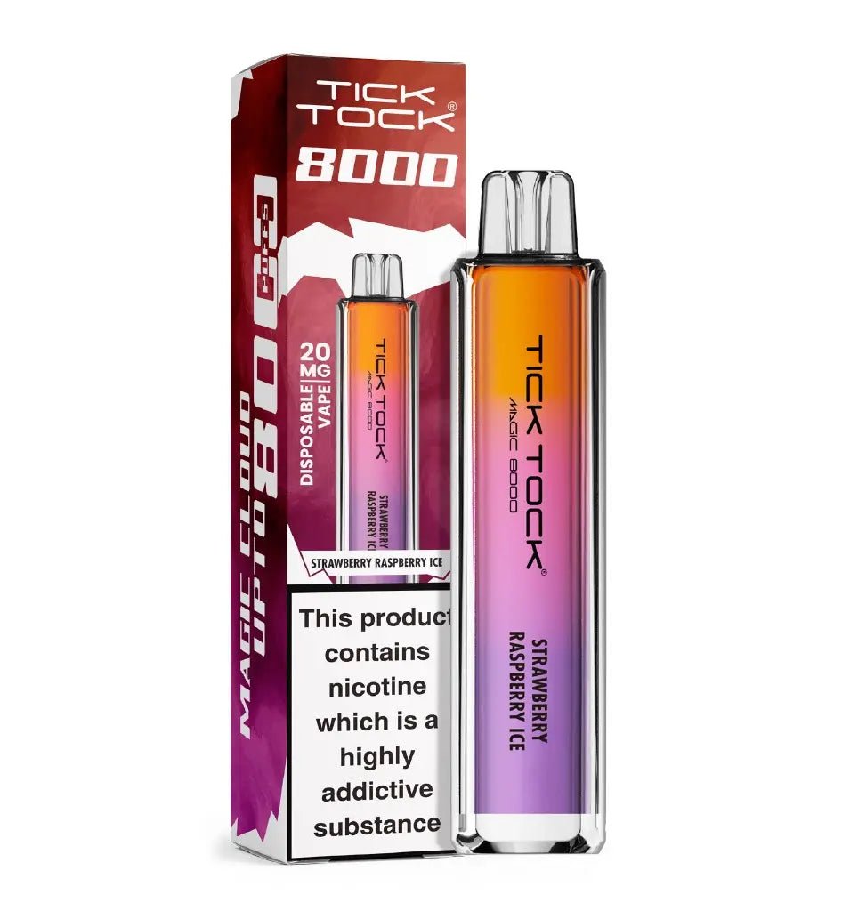 Tick Tock Magic 8000 Disposable Vape - Wolfvapes.co.uk - Strawberry Raspberry Ice