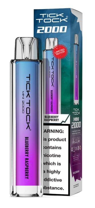 Tick Tock Mini 2000 Disposable Vape - Box of 10 - Wolfvapes.co.uk - Blueberry Raspberry