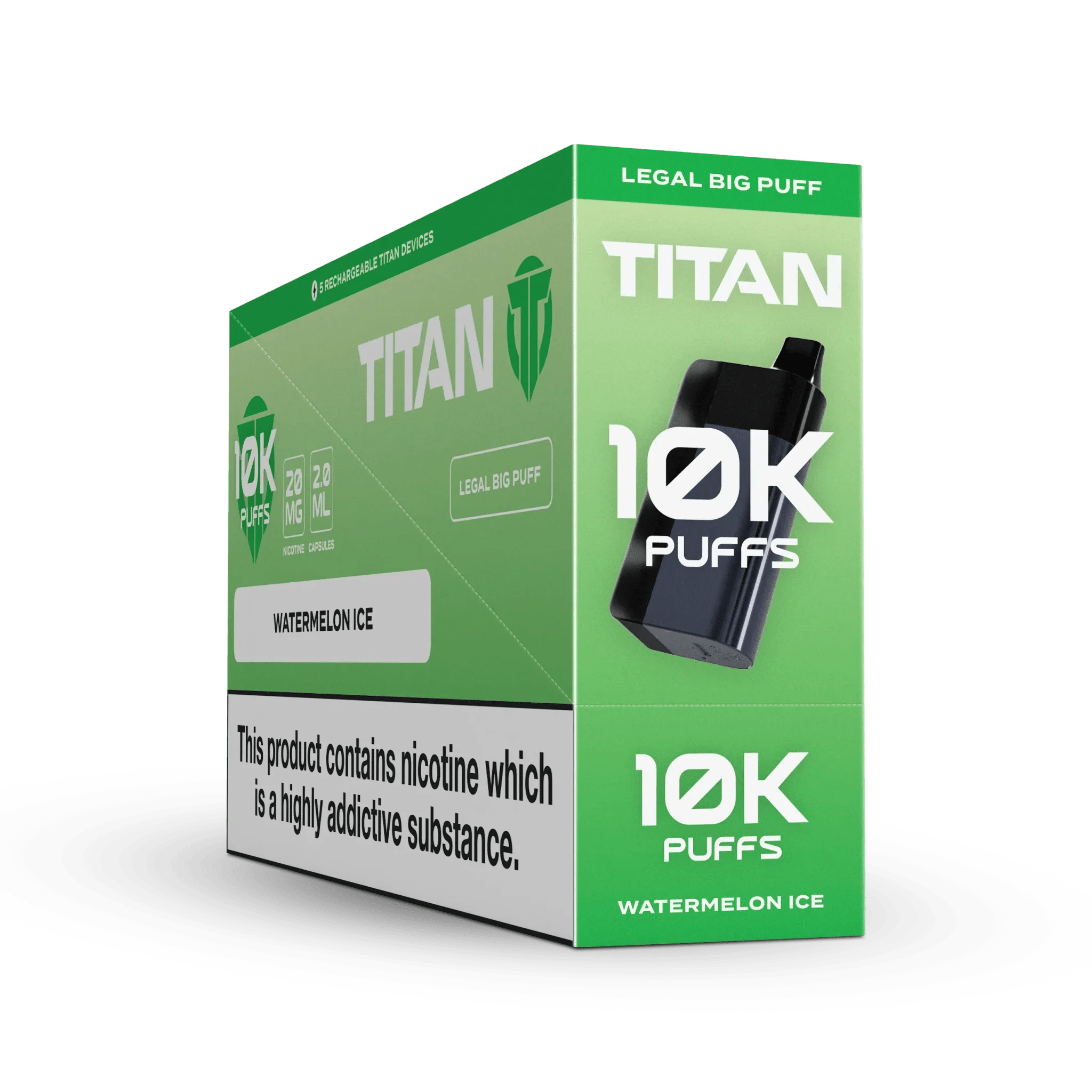 Titan 10K Puffs Disposable Vape Pod Kit Box of 5 - Wolfvapes.co.uk-Watermelon Ice