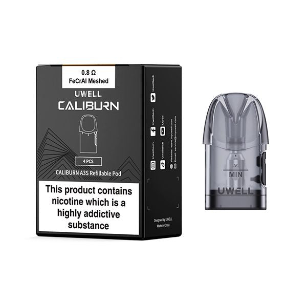 Uwell Caliburn A3S Replacement Pods - Pack of 4 - Wolfvapes.co.uk - 0.8 Ohm