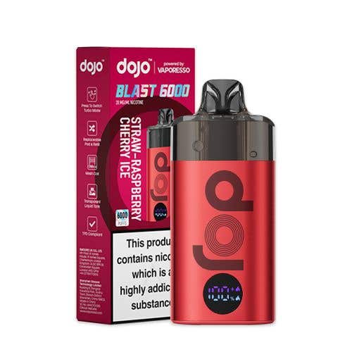 Vaporesso Dojo Blast 6000 Vape Kit Box of 10 - Wolfvapes.co.uk - Red - Straw - Raspberry Cherry