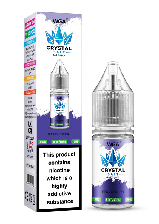 WGA Crystal Nic Salt 10ml E - Liquid Box of 10 - Wolfvapes.co.uk - Berry Crush