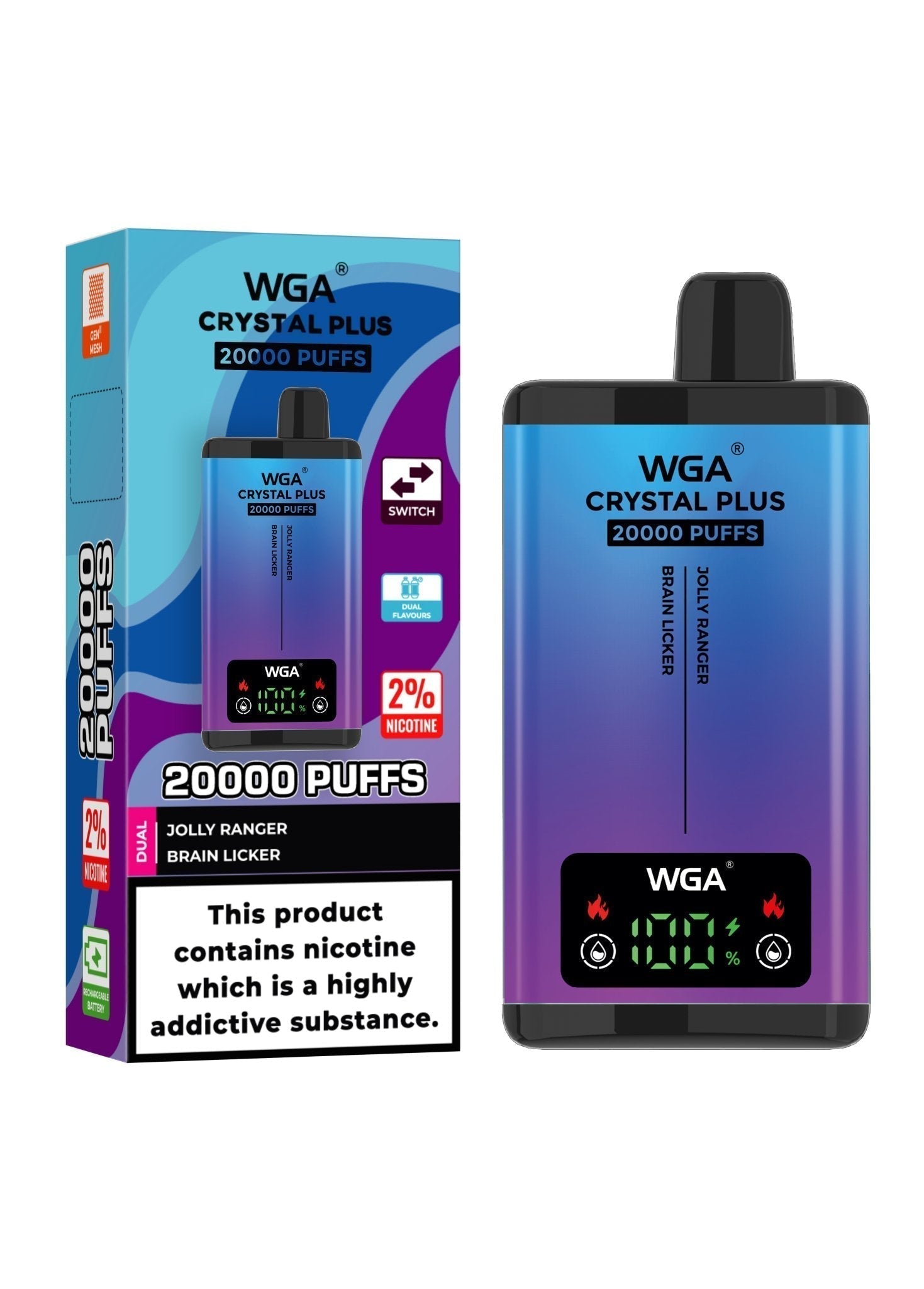 buy WGA Crystal Plus 20000 Disposable Vape - Box of 10 at Wolfvapes.co.uk