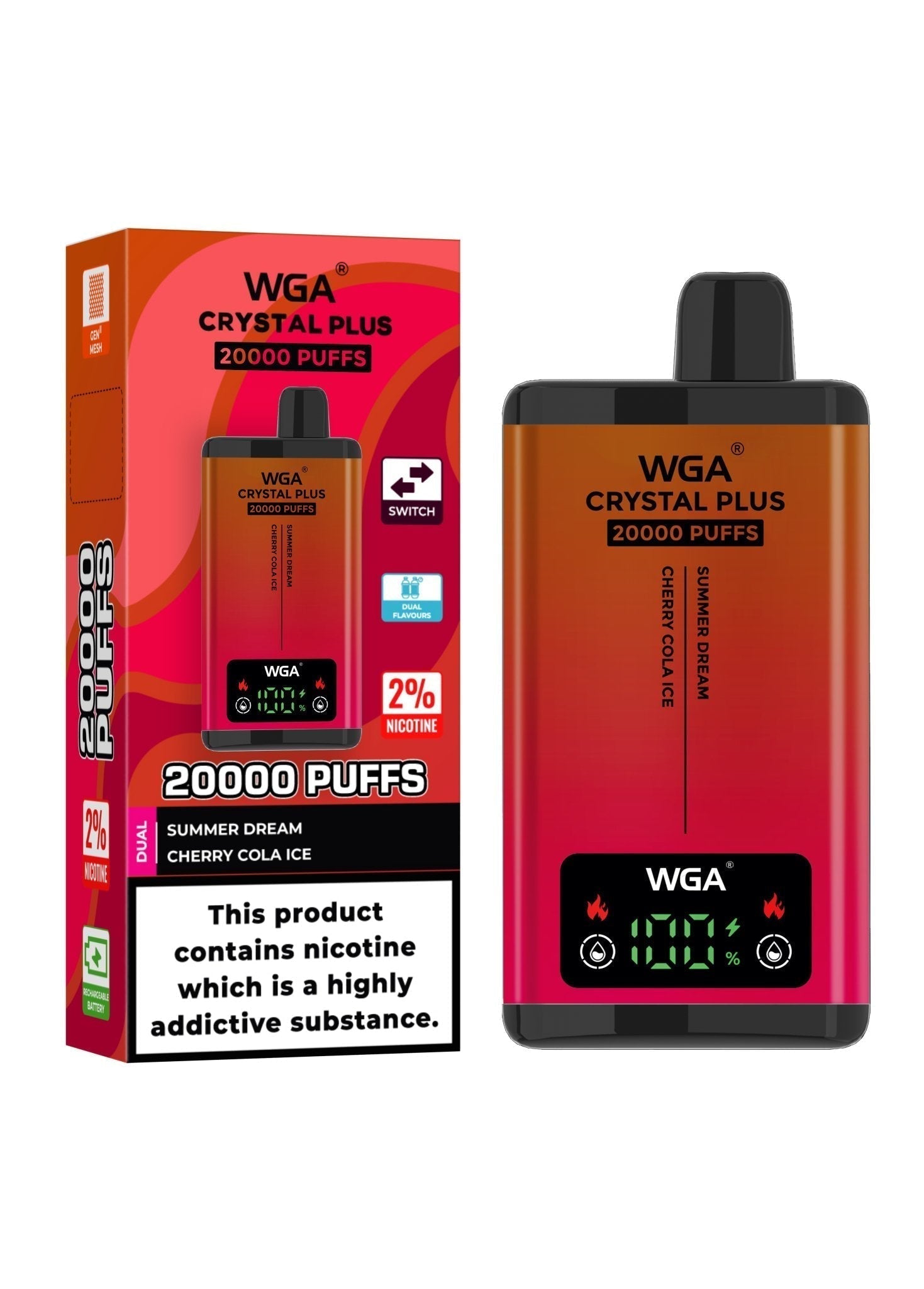 buy WGA Crystal Plus 20000 Disposable Vape - Box of 10 at Wolfvapes.co.uk