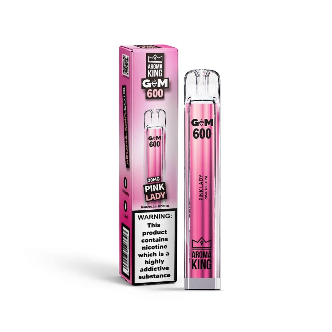 0% Aroma King Gem 600 Disposable Vape Pod Box of 10 - Wolfvapes.co.uk-Pink Lady