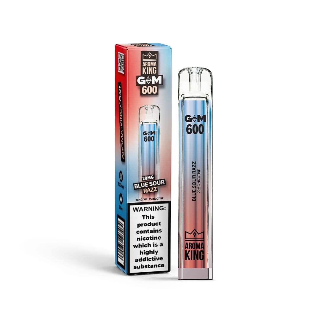 0% Aroma King Gem 600 Disposable Vape Pod Pen - Wolfvapes.co.uk-Blue Sour Razz