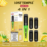 4 in 1 Lost temple 2400 Puffs Disposable Pod System Kit - Wolfvapes.co.uk-Green & Yellow Edition