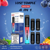 4 in 1 Lost temple 2400 Puffs Disposable Pod System Kit - Wolfvapes.co.uk-Red & Blue Edition