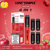 4 in 1 Lost temple 2400 Puffs Disposable Pod System Kit - Wolfvapes.co.uk-Red & Cherry Edition