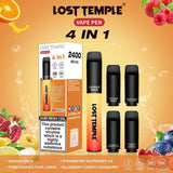 4 in 1 Lost temple 2400 Puffs Disposable Pod System Kit - Wolfvapes.co.uk-Red & Orange Edition