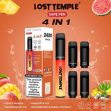 4 in 1 Lost temple 2400 Puffs Disposable Pod System Kit - Wolfvapes.co.uk-Red & Yellow Edition