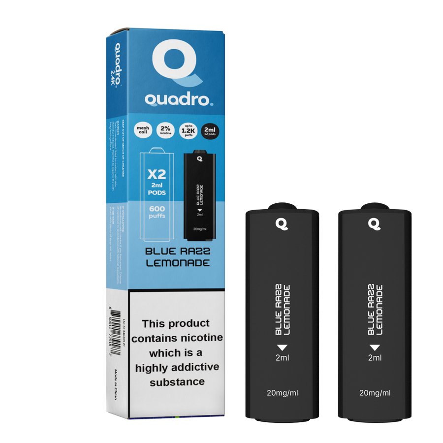 4 in 1 Quadro 2400 Puffs Replacement Pods Box of 10 - Wolfvapes.co.uk-Blue Razz Lemonade