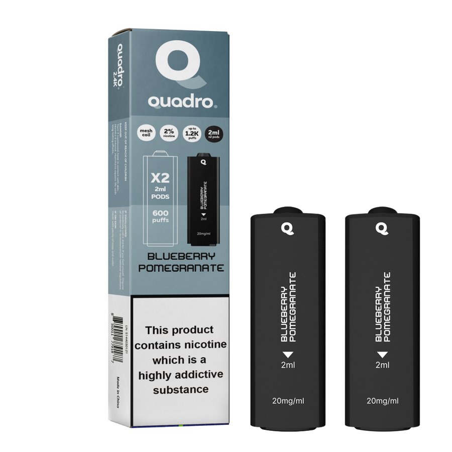 4 in 1 Quadro 2400 Puffs Replacement Pods Box of 10 - Wolfvapes.co.uk-Blueberry Pomegranate