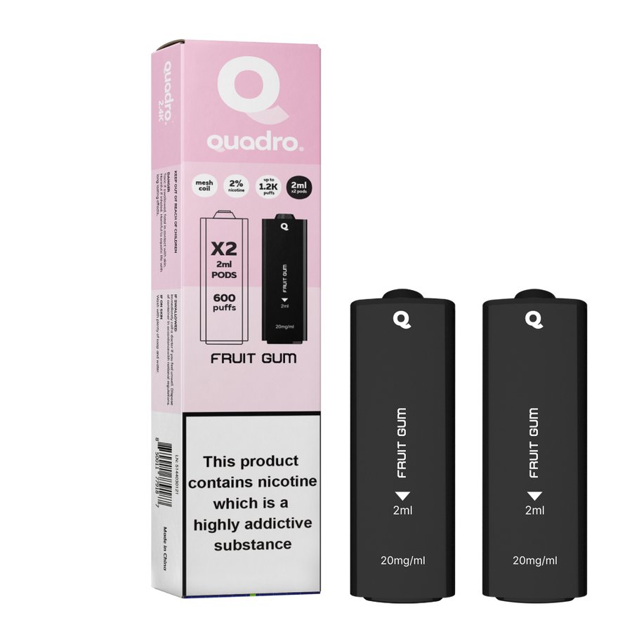 4 in 1 Quadro 2400 Puffs Replacement Pods Box of 10 - Wolfvapes.co.uk-Fruit Gum