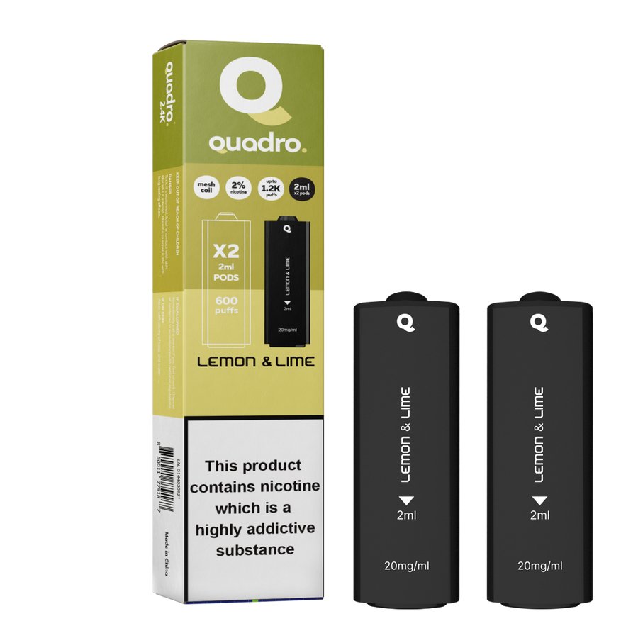 4 in 1 Quadro 2400 Puffs Replacement Pods Box of 10 - Wolfvapes.co.uk-Lemon Lime