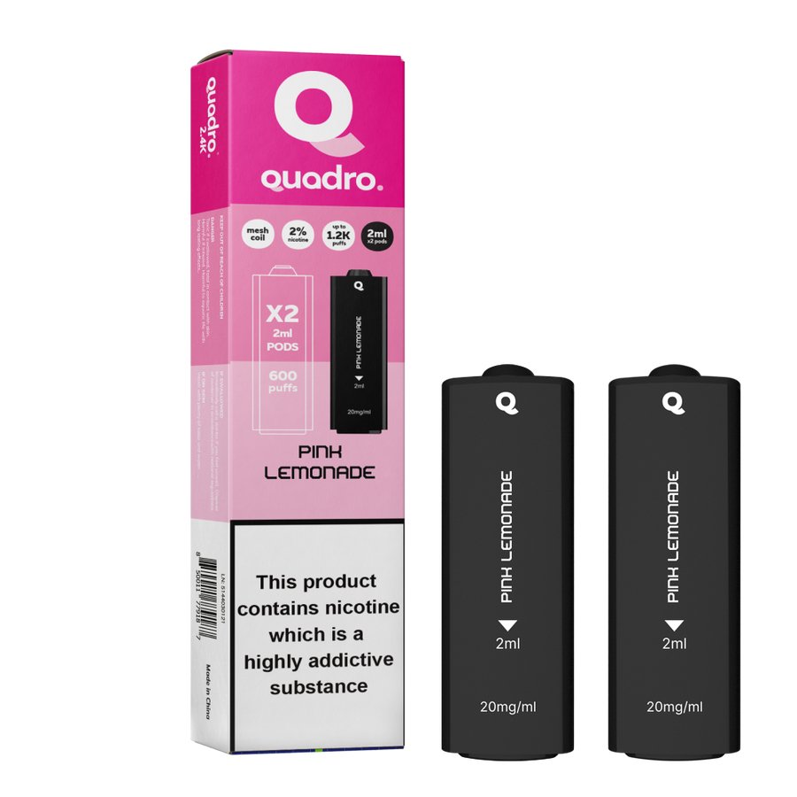 4 in 1 Quadro 2400 Puffs Replacement Pods Box of 10 - Wolfvapes.co.uk-Pink Lemonade
