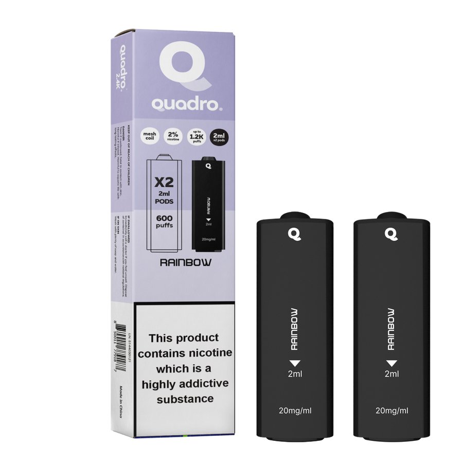 4 in 1 Quadro 2400 Puffs Replacement Pods Box of 10 - Wolfvapes.co.uk-Rainbow