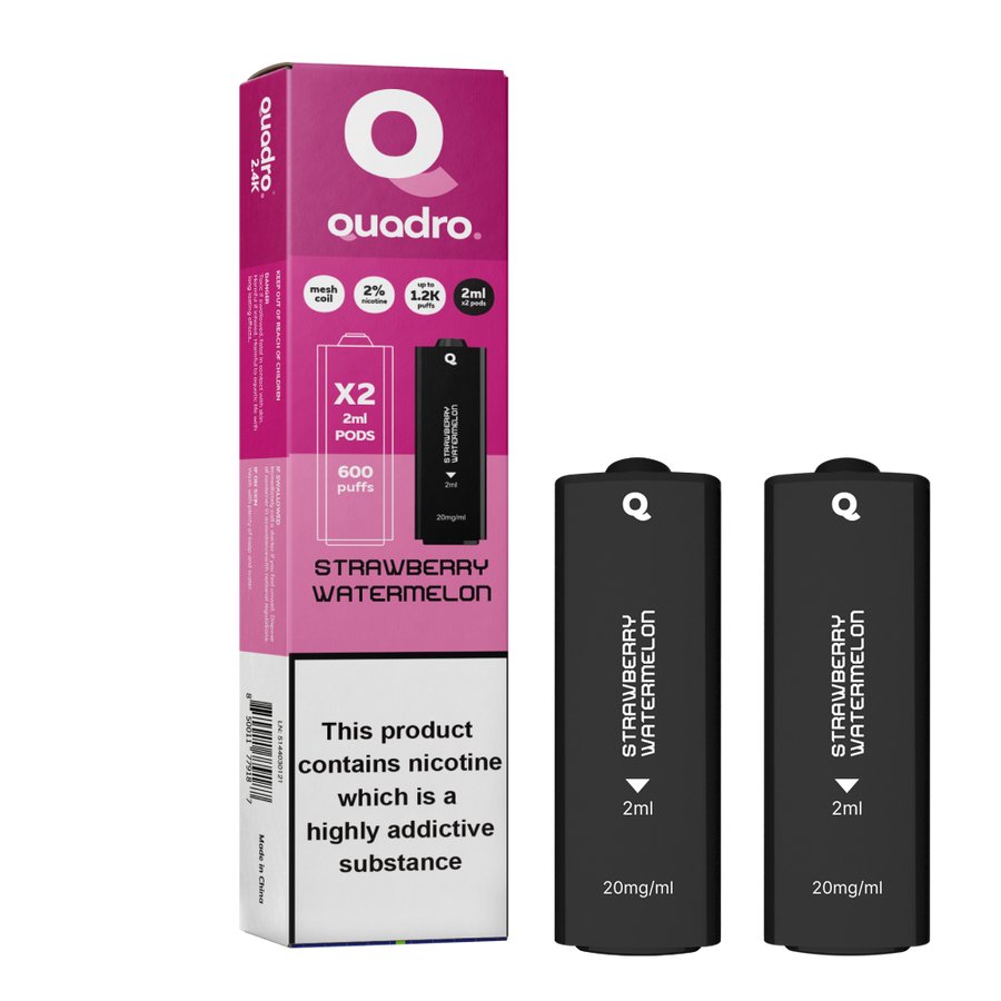 4 in 1 Quadro 2400 Puffs Replacement Pods Box of 10 - Wolfvapes.co.uk-Strawberry Watermelon