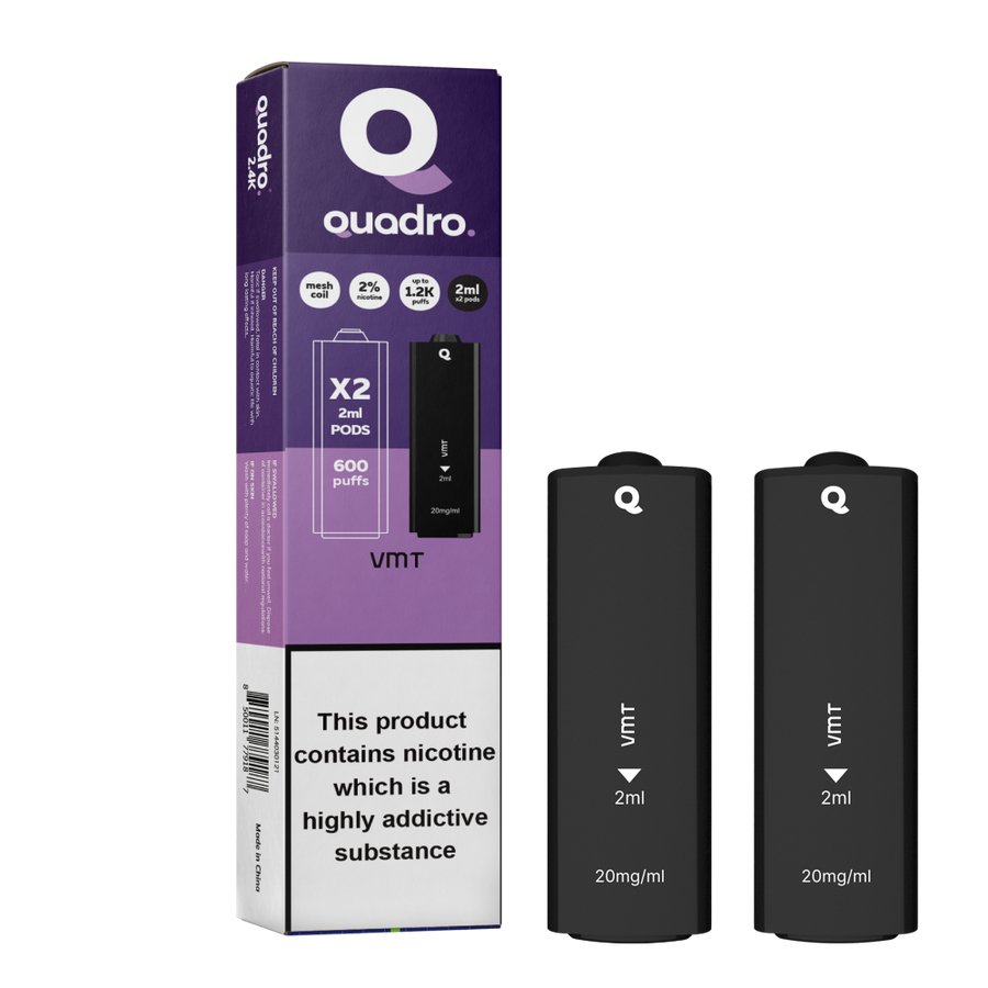 4 in 1 Quadro 2400 Puffs Replacement Pods Box of 10 - Wolfvapes.co.uk-VMT