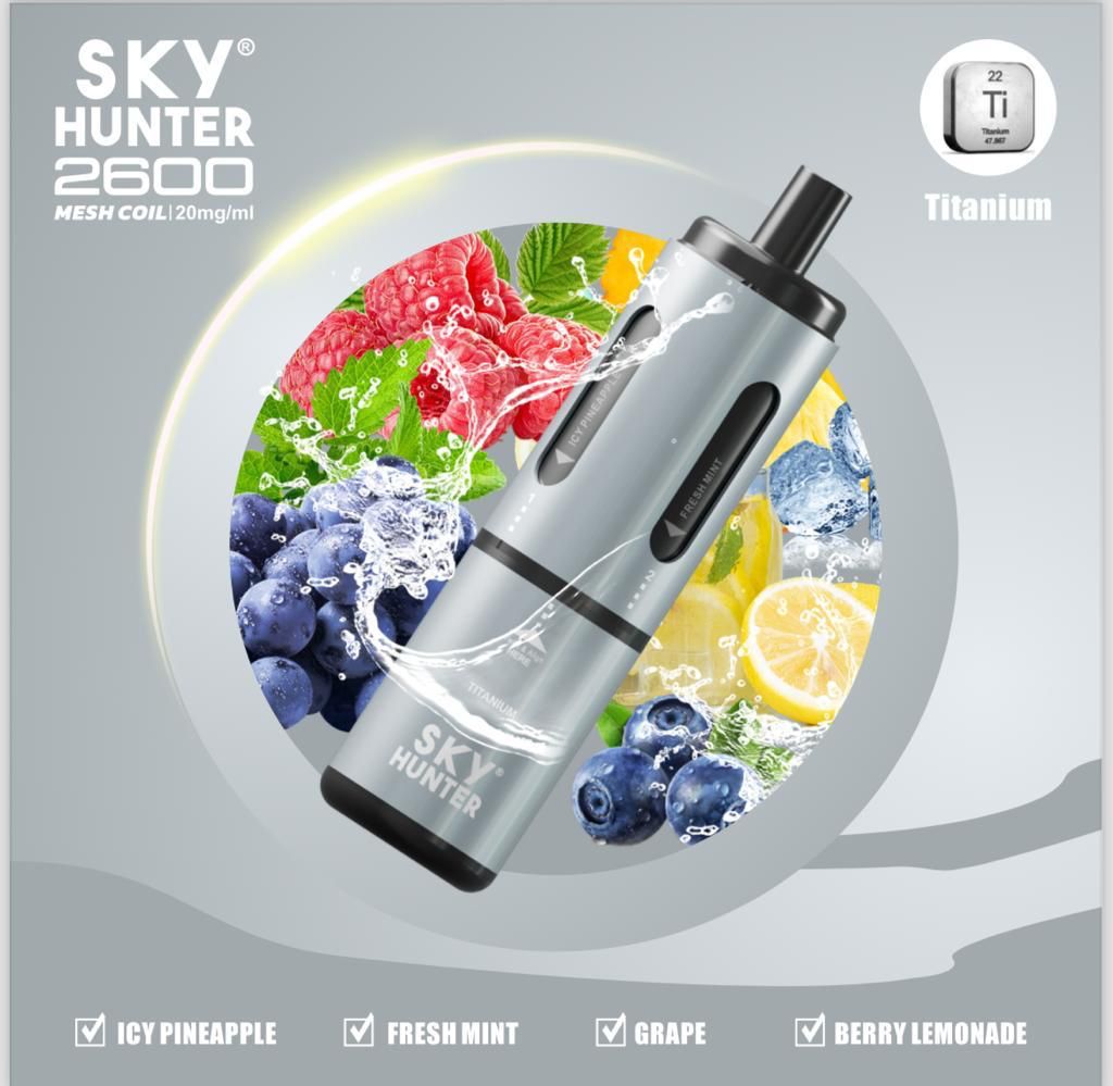 4 in 1 Sky Hunter 2600 Puffs Disposable Vape Pod Kit Pack of 5 - Wolfvapes.co.uk-Titanium Edition