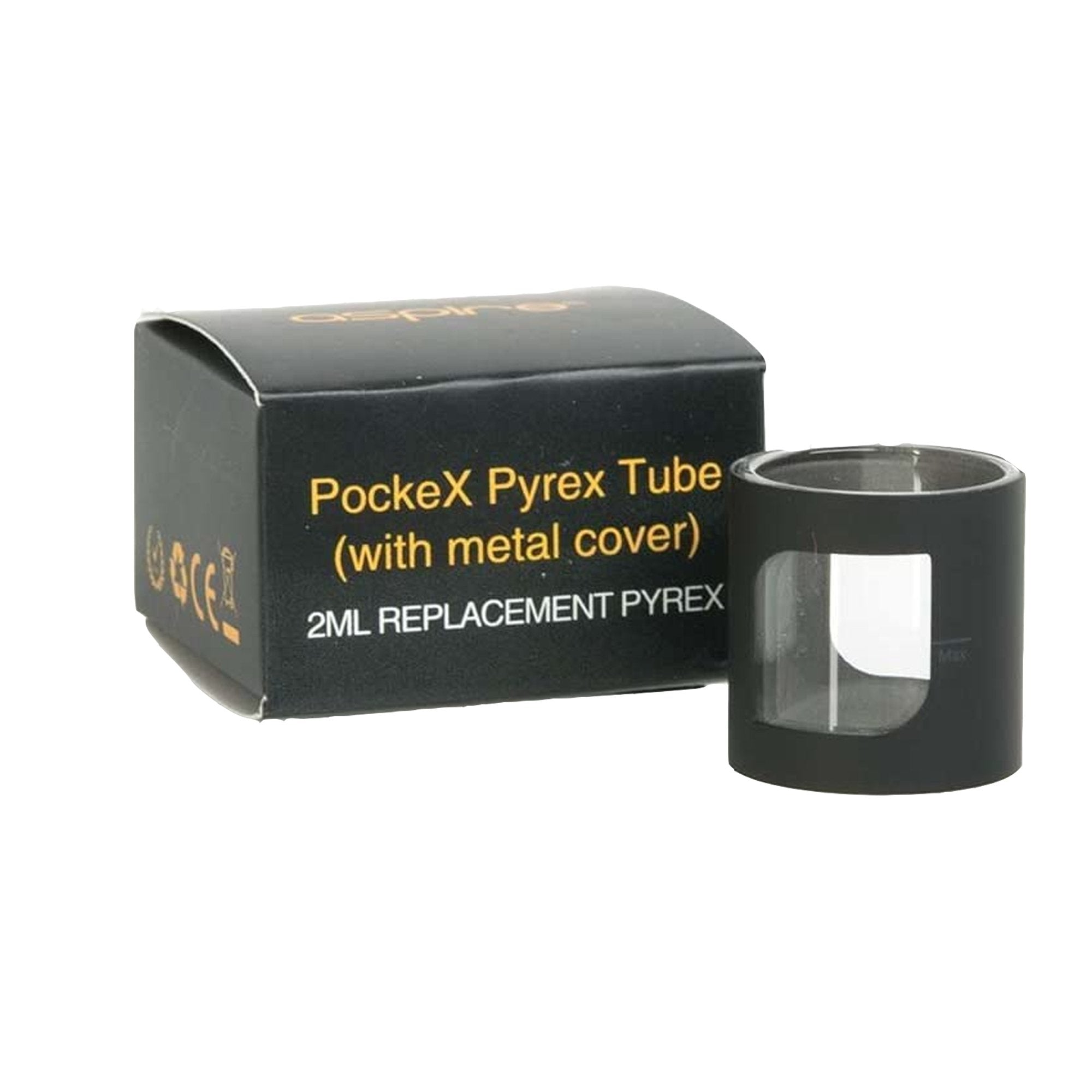 Aspire PockeX Replacement Glass Metal Sleeve | 1 Pack | Wolfvapes - Wolfvapes.co.uk-Black