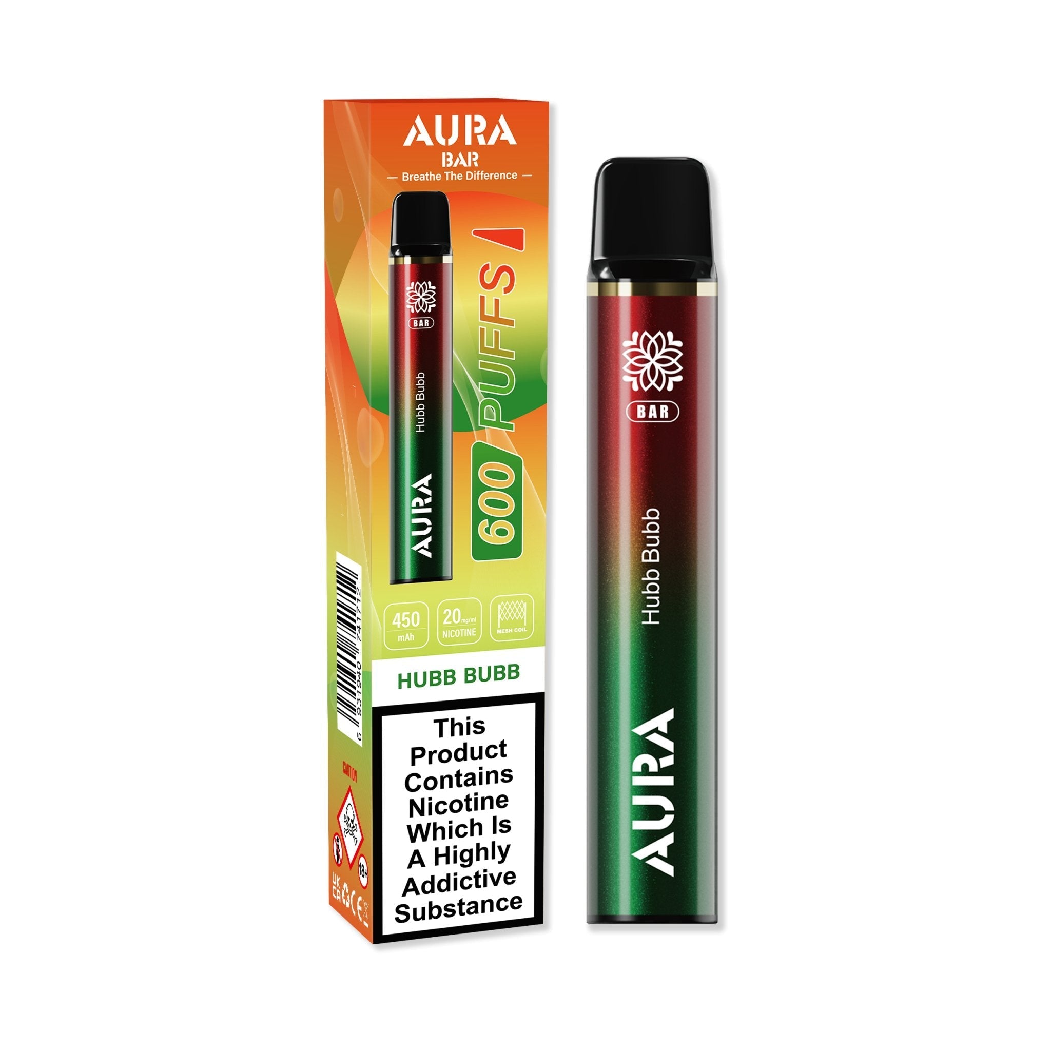 Aura Bar 600 Puffs Disposable Vape By Crystal Prime - Wolfvapes.co.uk-Hubb Bubb