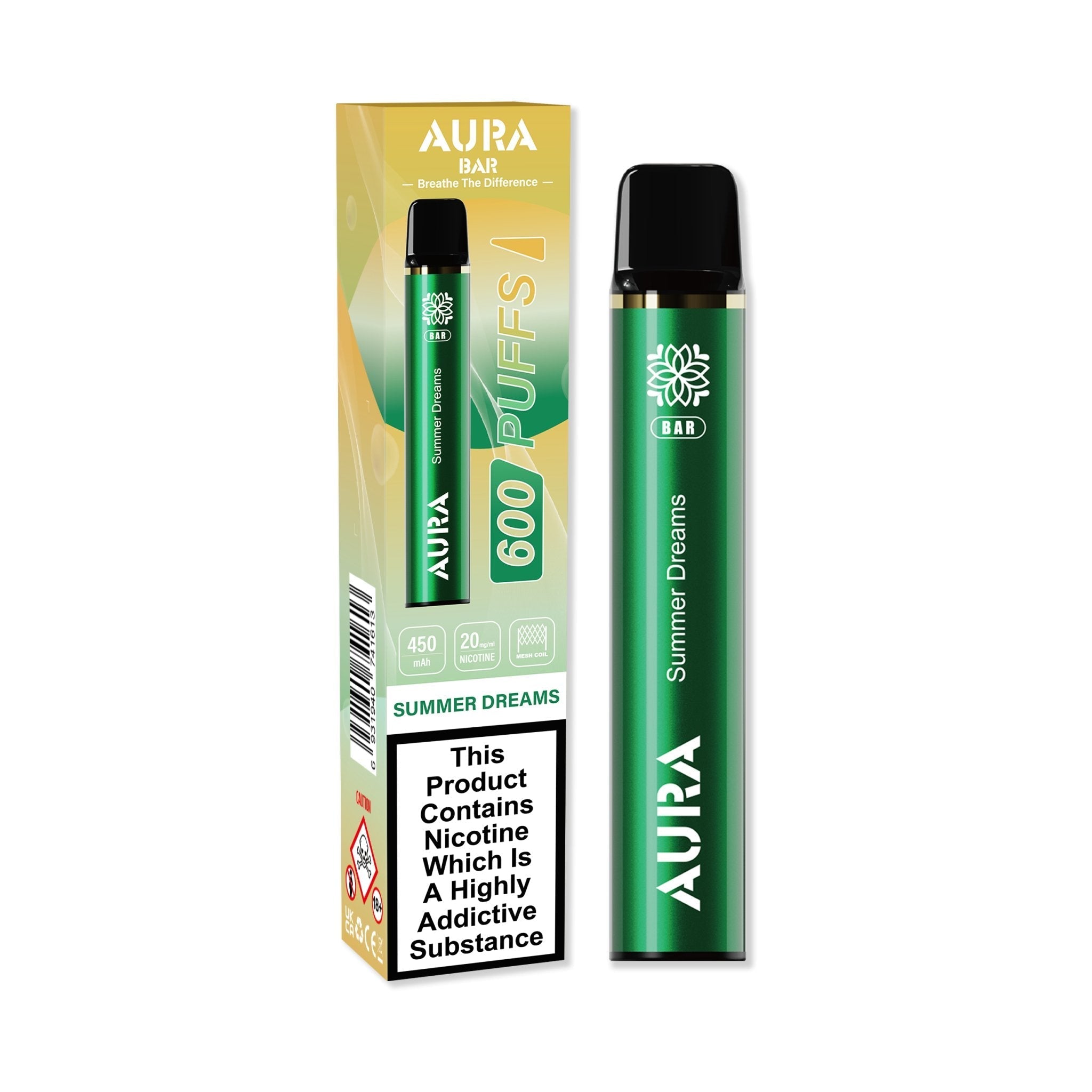 Aura Bar 600 Puffs Disposable Vape By Crystal Prime - Wolfvapes.co.uk-Summer Dreams
