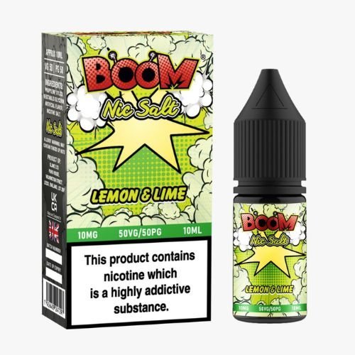 Boom Nic Salts 10ml E-liquids - Box of 10 - Wolfvapes.co.uk-Lemon & Lime