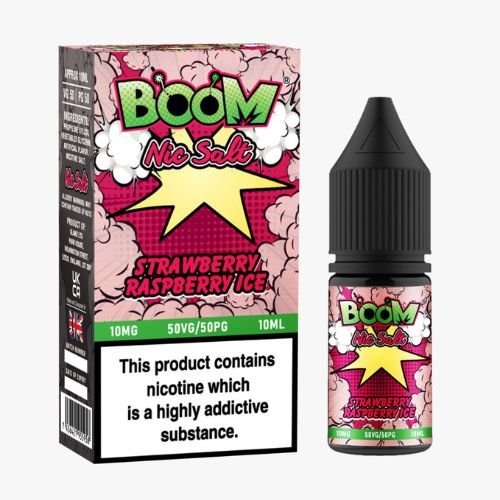 Boom Nic Salts 10ml E-liquids - Box of 10 - Wolfvapes.co.uk-Strawberry Raspberry Ice