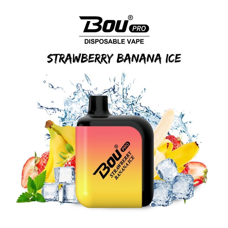 Bou Pro 7000 Puffs Disposable Vape Pod - Box of 10 - Wolfvapes.co.uk-Strawberry Banana Ice