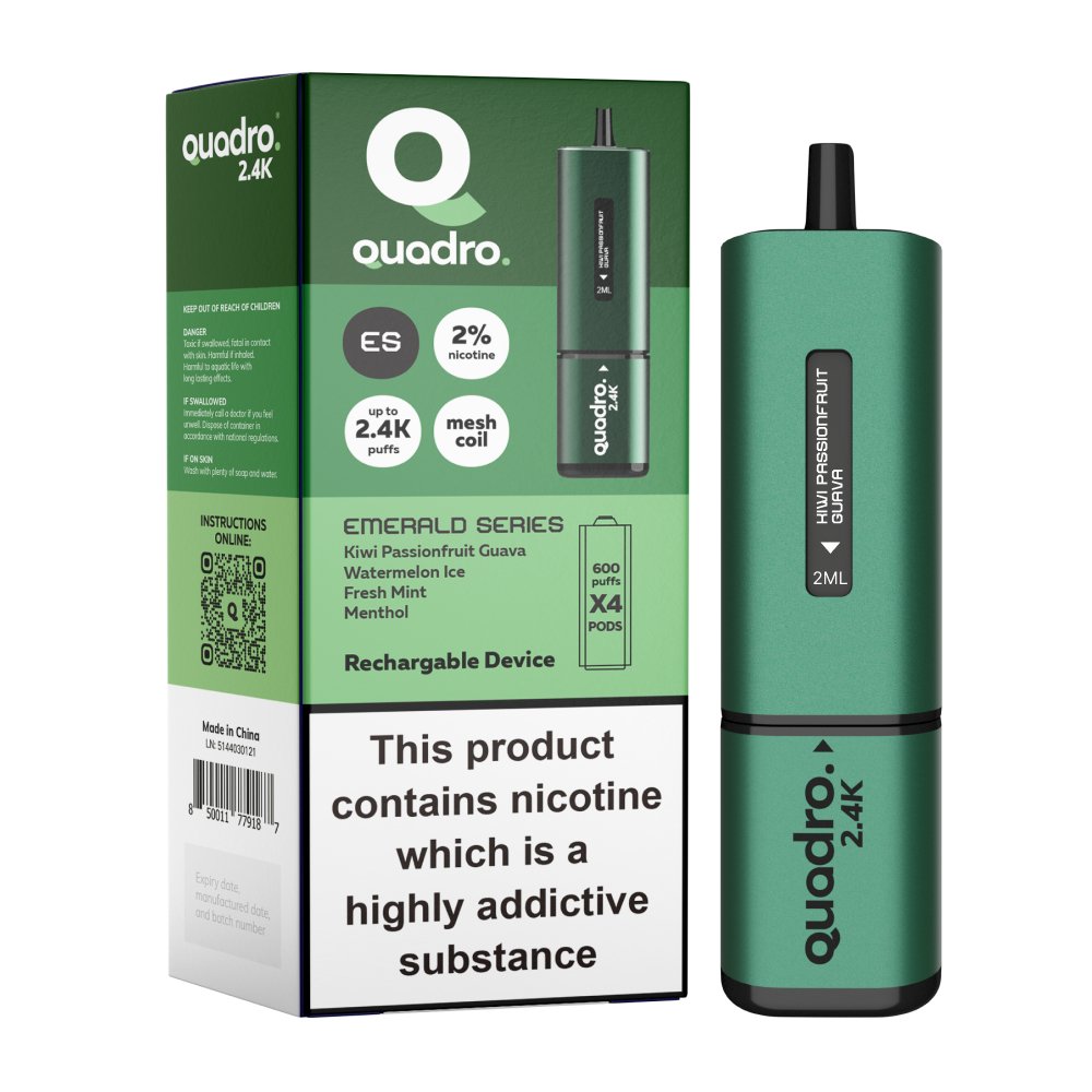 buy Quadro 2400 Puffs 4 in 1 Disposable Vape Pod Kit at Wolfvapes.co.uk