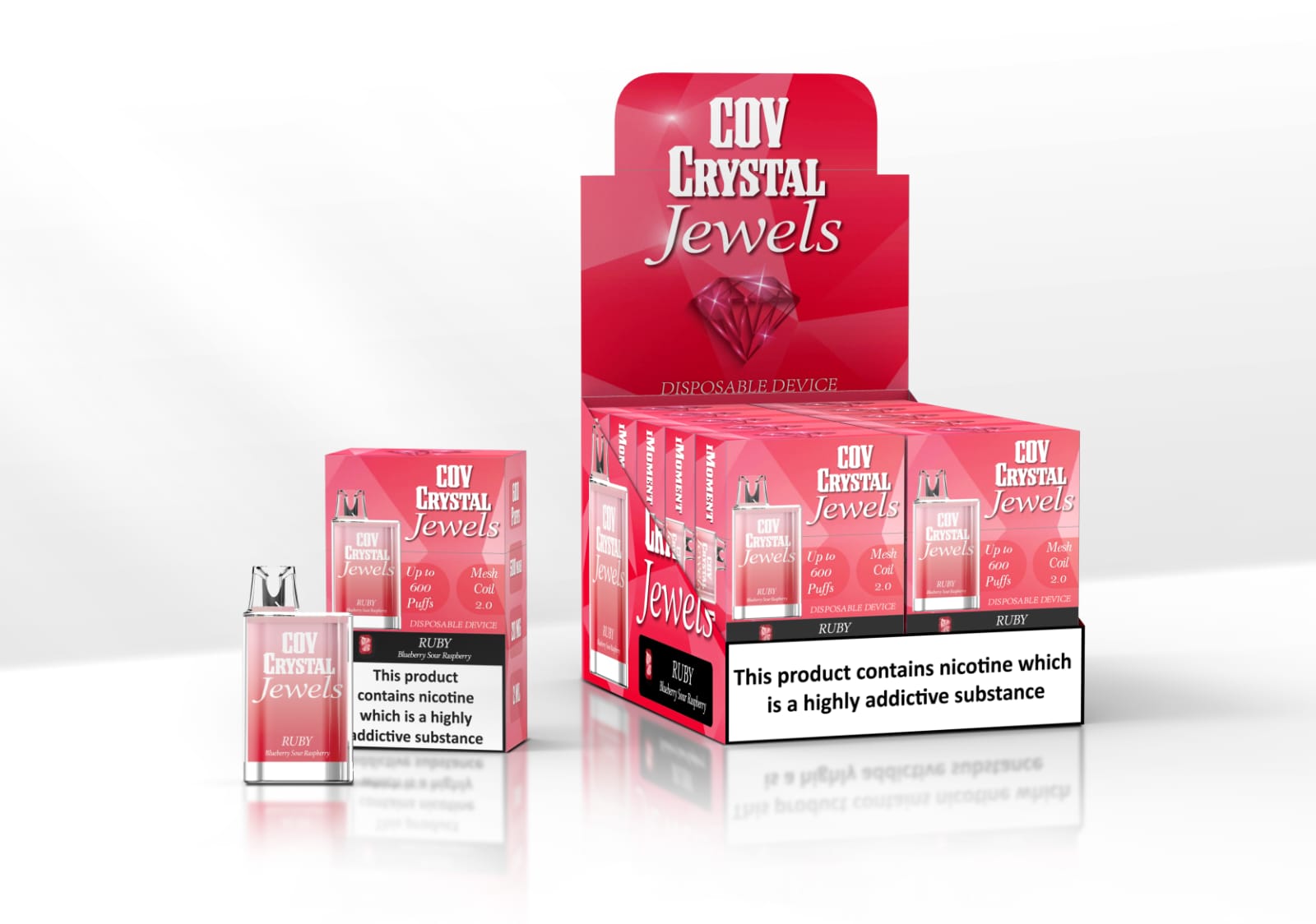 COV Crystal Jewels 600 Puff Disposable Vape Pod-Pack of 10 - Wolfvapes.co.uk-Blueberry Sour Raspberry