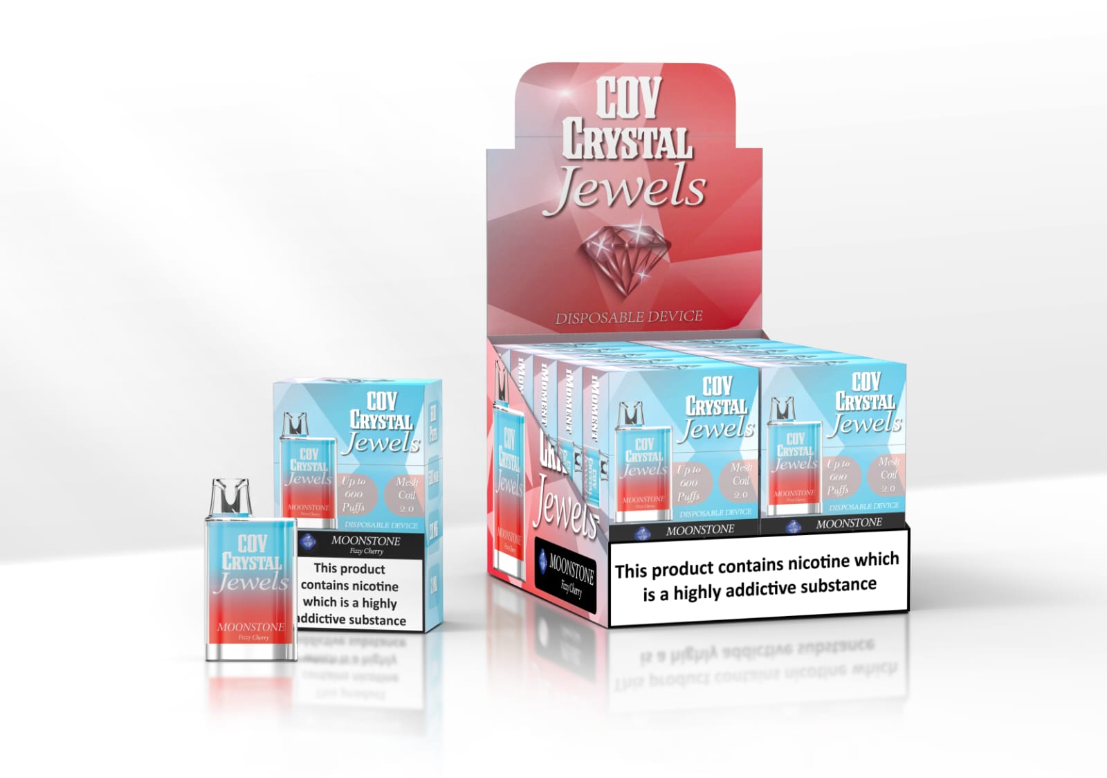 COV Crystal Jewels 600 Puff Disposable Vape Pod-Pack of 10 - Wolfvapes.co.uk-Fizzy Cherry