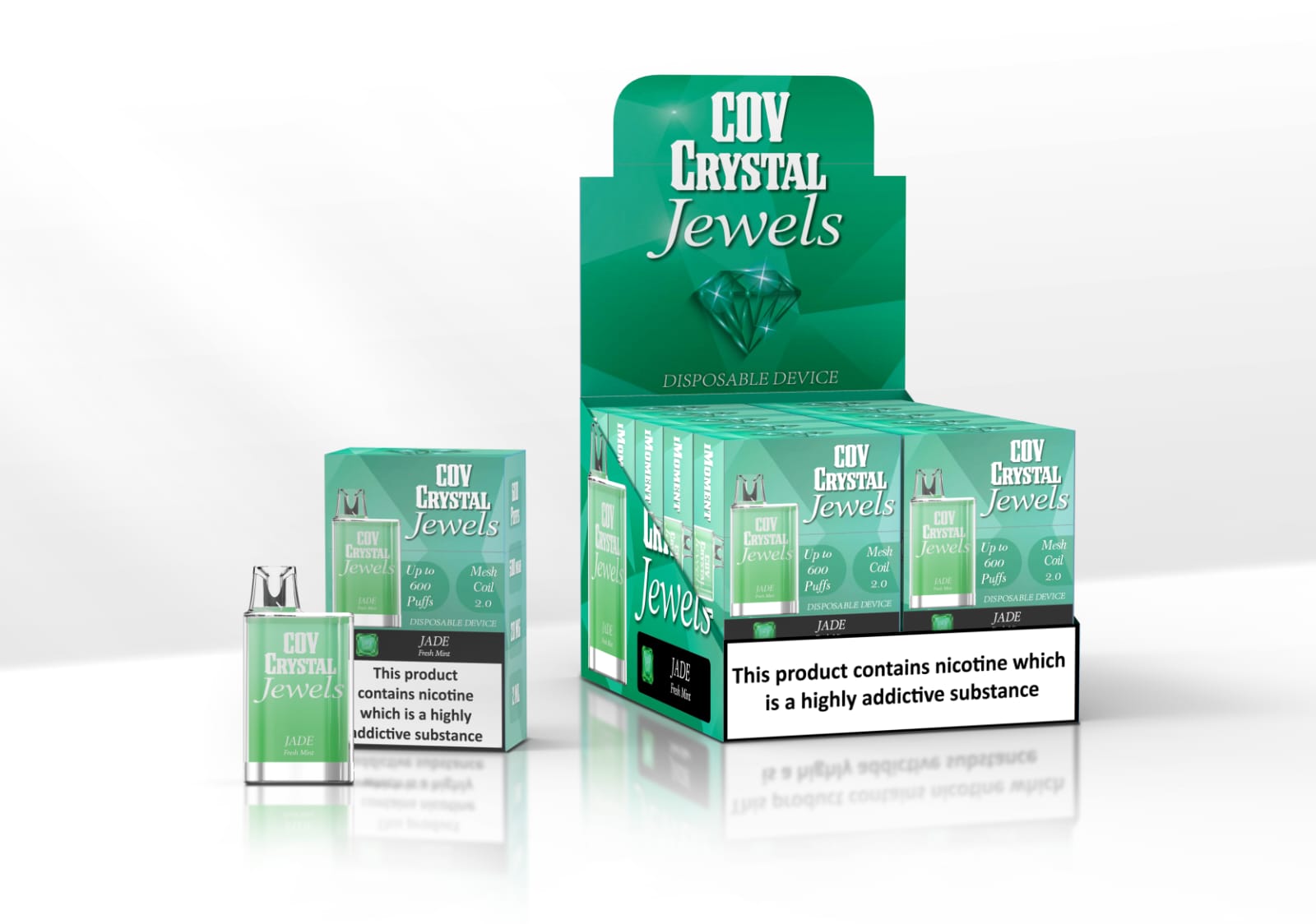 COV Crystal Jewels 600 Puff Disposable Vape Pod-Pack of 10 - Wolfvapes.co.uk-Fresh Mint