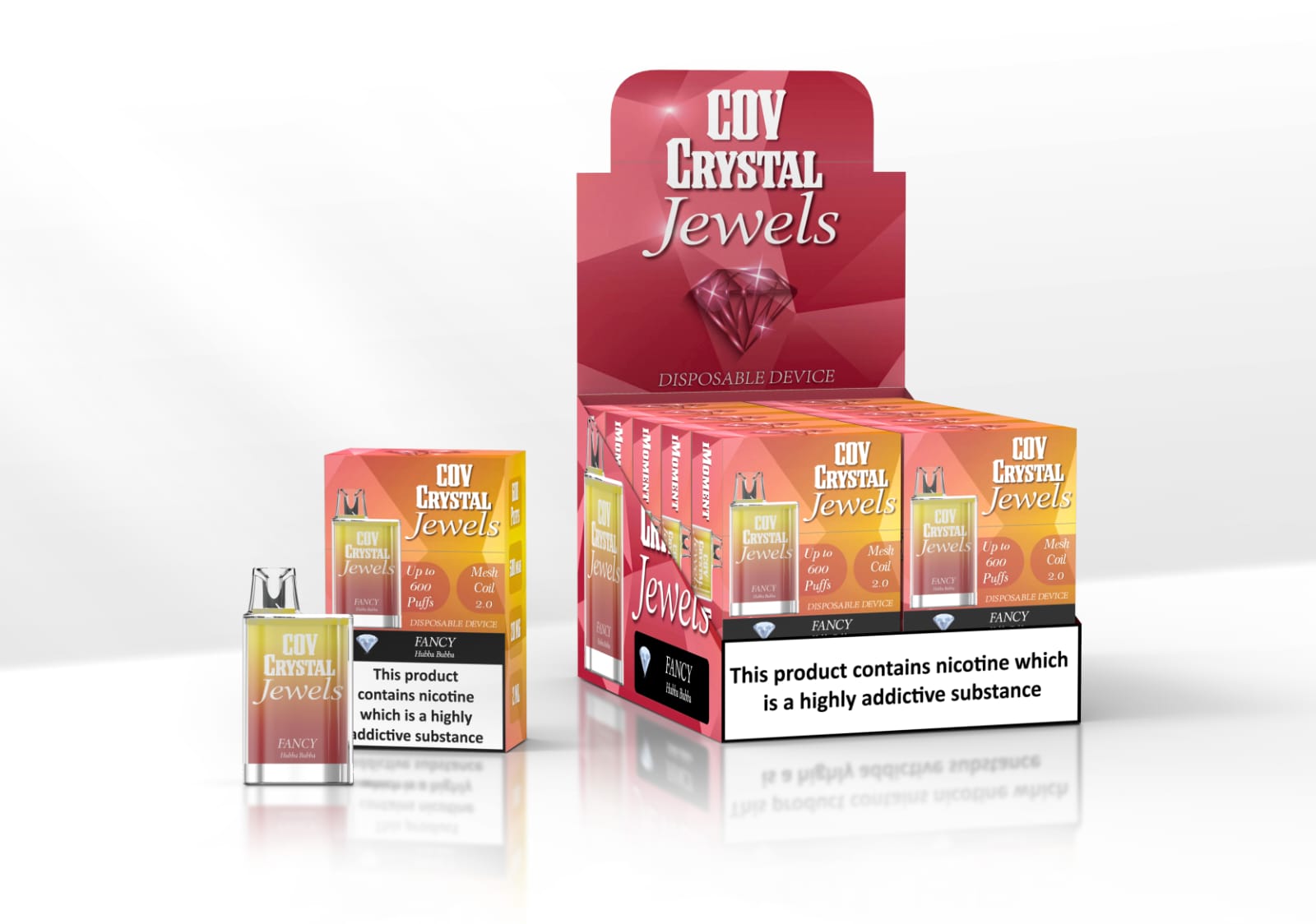 COV Crystal Jewels 600 Puff Disposable Vape Pod-Pack of 10 - Wolfvapes.co.uk-Hubba Bubba