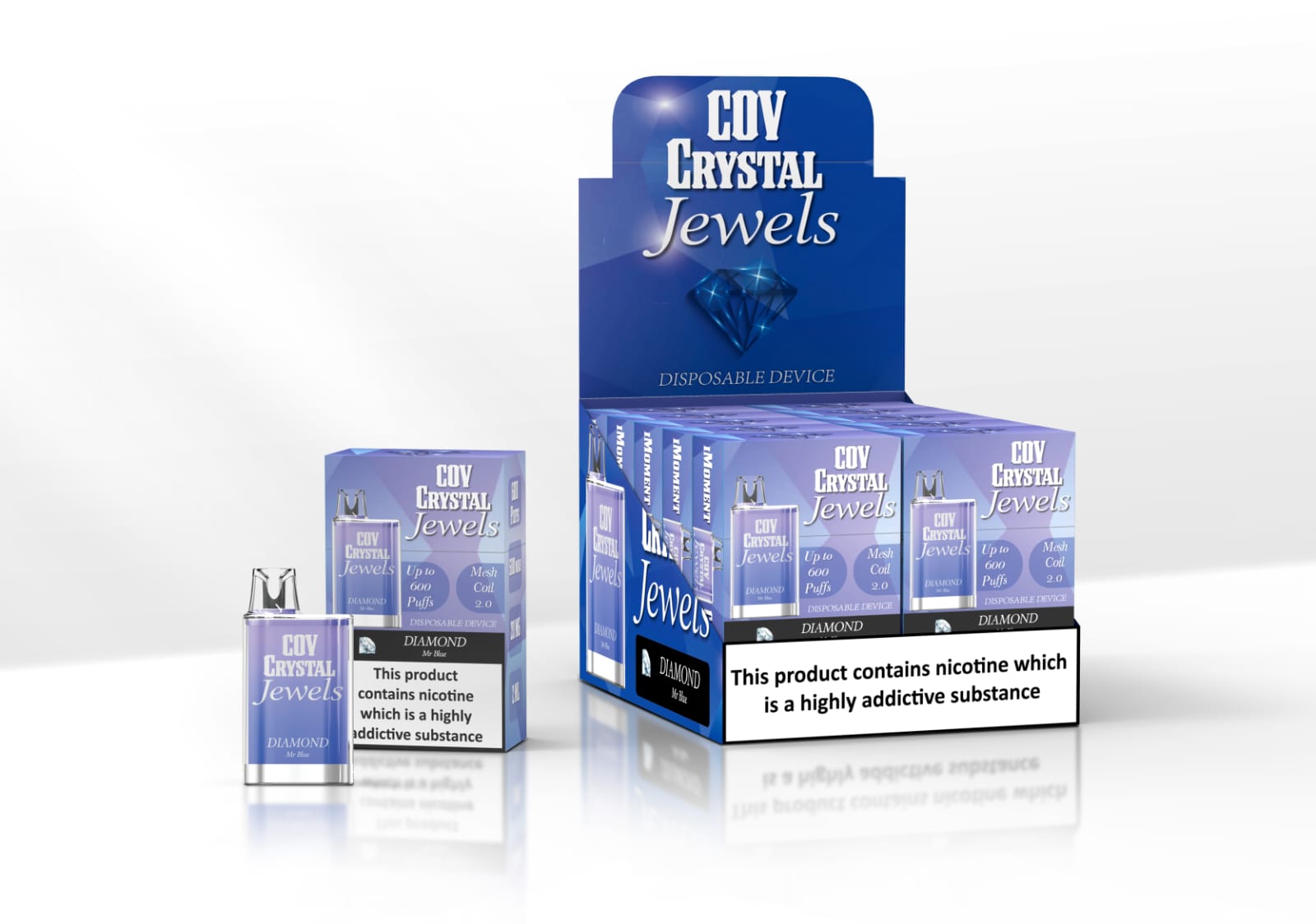 COV Crystal Jewels 600 Puff Disposable Vape Pod-Pack of 10 - Wolfvapes.co.uk-Mr Blue