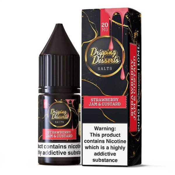 Dripping Dessert Nic Salts 10ml - Box of 10 - Wolfvapes.co.uk-Strawberry Jam & Custard