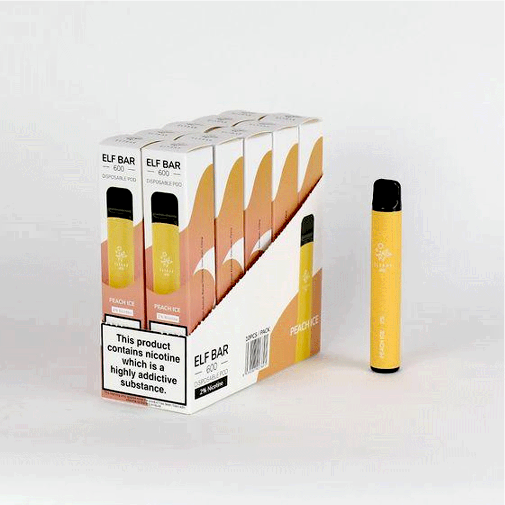 Elf Bar 600 Puffs Disposable Kit | 20mg | Wolfvapes - Wolfvapes.co.uk-PEACH ICE