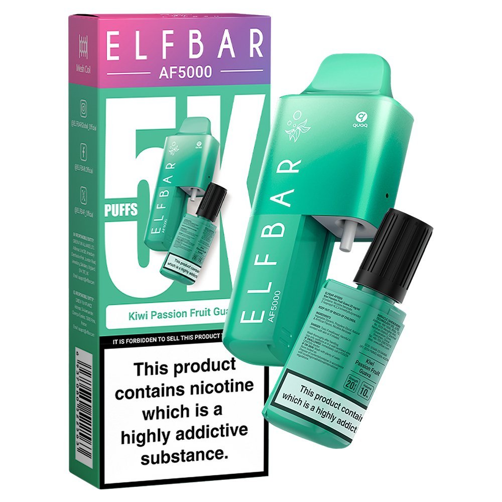 Elfbar AF5000 Puffs Disposable Vape Device - Box of 10 - Wolfvapes.co.uk-Kiwi Passion Fruit Guava