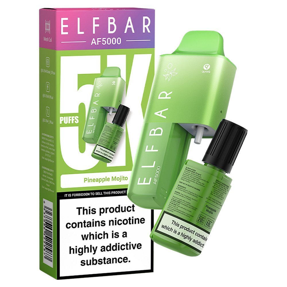 Elfbar AF5000 Puffs Disposable Vape Pod Kit - Wolfvapes.co.uk-Pineapple Mojito
