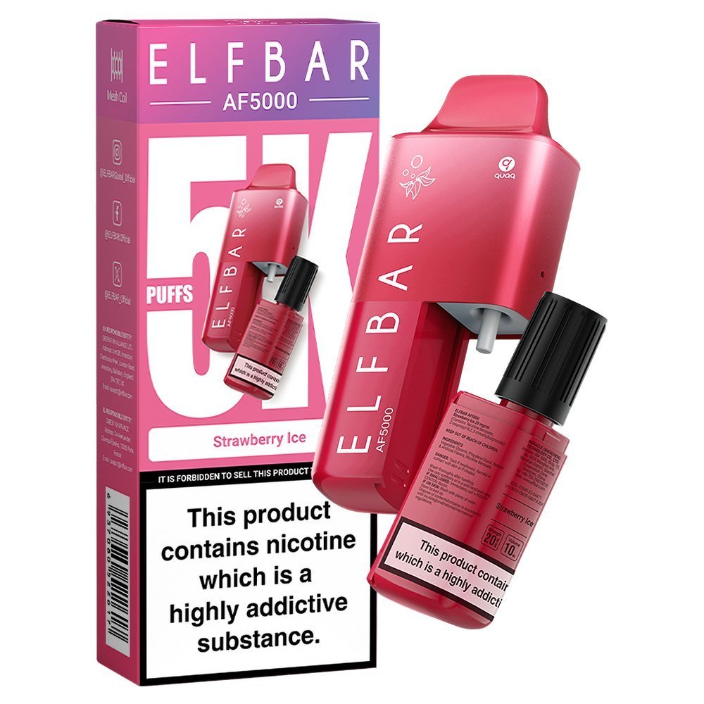 Elfbar AF5000 Puffs Disposable Vape Pod Kit - Wolfvapes.co.uk-Strawberry Ice
