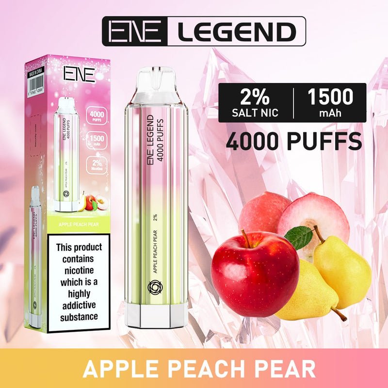 ENE Crystal Legend 4000 Disposable Vape Pod Kit Box of 10 - Wolfvapes.co.uk-Apple Peach Pear