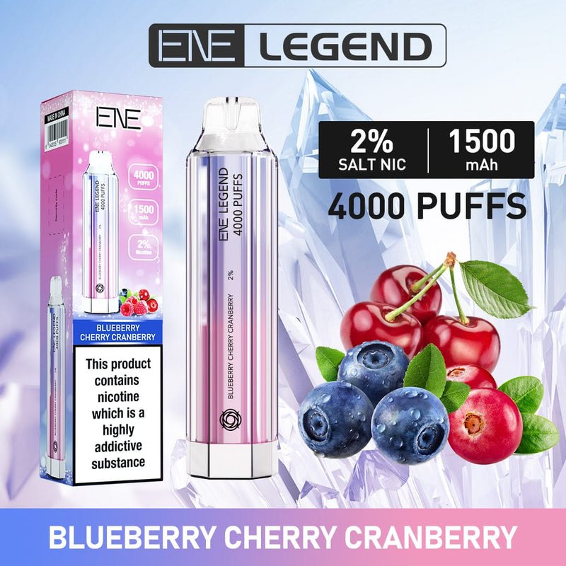 ENE Crystal Legend 4000 Disposable Vape Pod Kit Box of 10 - Wolfvapes.co.uk-Blueberry Cherry Cranberry