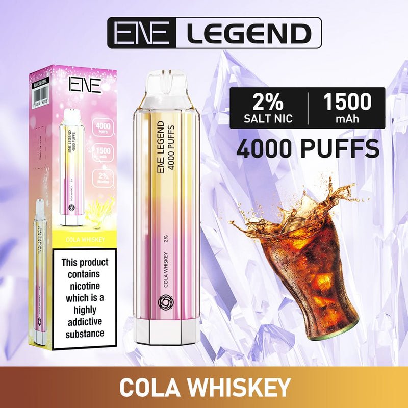 ENE Crystal Legend 4000 Disposable Vape Pod Kit Box of 10 - Wolfvapes.co.uk-Cola Whiskey